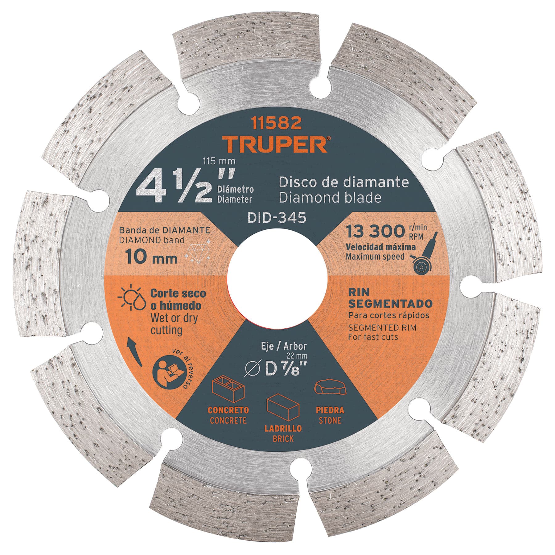 Disco de diamante de 4-1/2" x 2.1 mm, rin segmentado